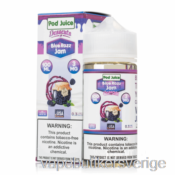 Vape Sverige Blå Razz Sylt - Pod Juice - 100ml 12mg